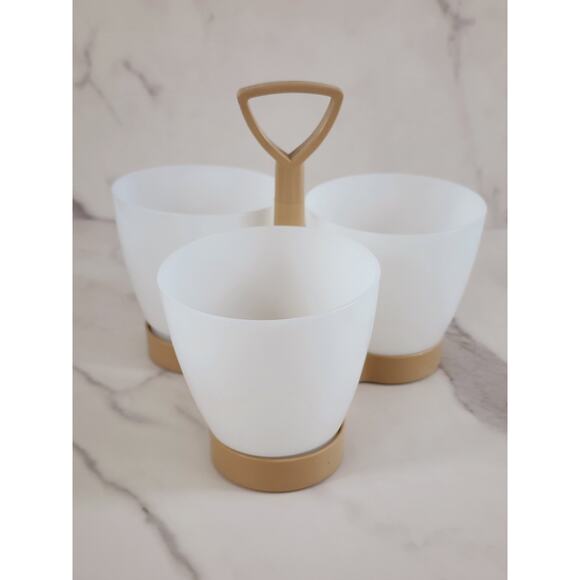 Tupperware Condiment Snack Caddy #757-3 Almond Base 6 3/4" Made in USA Vintage - Picture 5 of 14